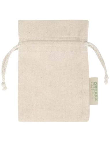 Sacchetto per confezione regalo in tessuto biologico da 140 g/m² certificato OCS, 15 x 10 cm Odisha 