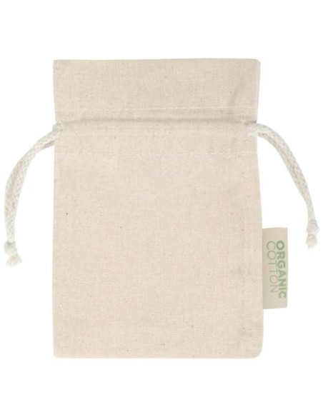 Sacchetto per confezione regalo in tessuto biologico da 140 g/m² certificato OCS, 15 x 10 cm Odisha 
