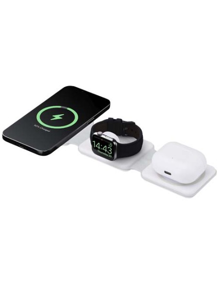 Caricabatterie wireless 3 in 1 da 15 W pieghevole in plastica riciclata Armus