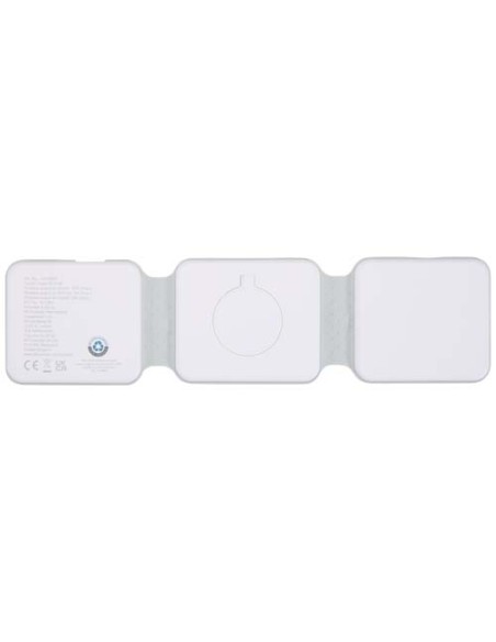 Caricabatterie wireless 3 in 1 da 15 W pieghevole in plastica riciclata Armus