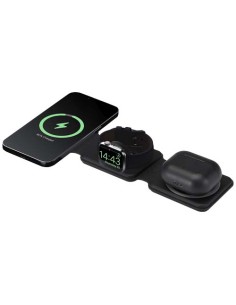 Caricabatterie wireless 3 in 1 da 15 W pieghevole in plastica riciclata Armus