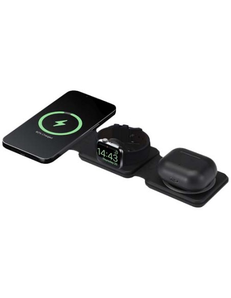 Caricabatterie wireless 3 in 1 da 15 W pieghevole in plastica riciclata Armus