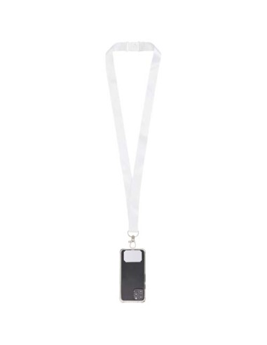 Lanyard in PET riciclato con stampa a sublimazione, supporto per il telefono e meccanismo di sicurezza Addie