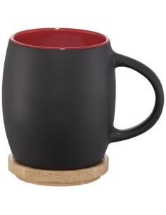 Tazza in ceramica Heart con coperchio in legno da 400 ml