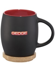 Tazza in ceramica Heart con coperchio in legno da 400 ml