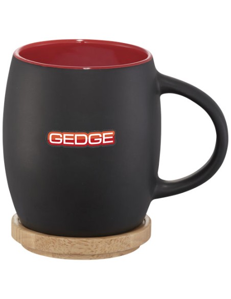 Tazza in ceramica Heart con coperchio in legno da 400 ml