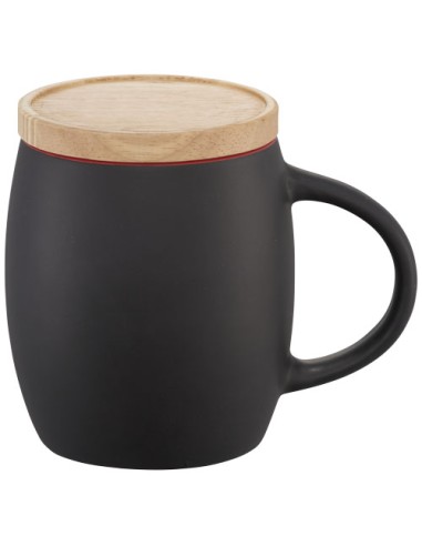 Tazza in ceramica Heart con coperchio in legno da 400 ml