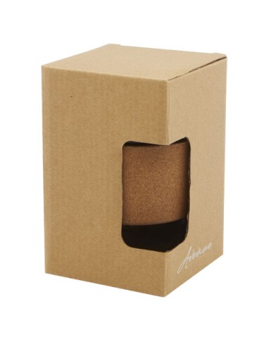 Bicchiere da 360 ml in vetro borosilicato con impugnatura in sughero e coperchio in silicone Lidan