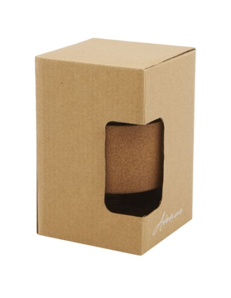 Bicchiere da 360 ml in vetro borosilicato con impugnatura in sughero e coperchio in silicone Lidan