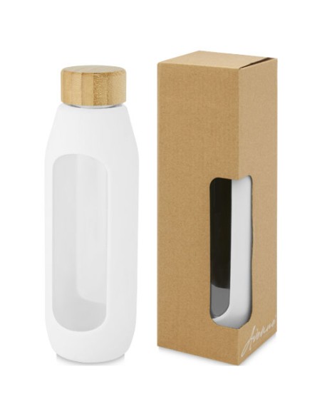 Borraccia in vetro borosilicato da 600 ml con impugnatura in silicone Tidan