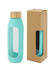 Borraccia in vetro borosilicato da 600 ml con impugnatura in silicone Tidan