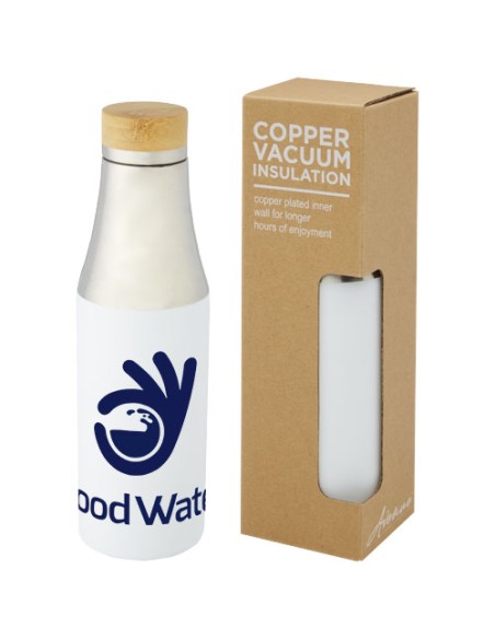 Borraccia termica in acciaio inossidabile con isolamento sottovuoto in rame e coperchio in bambù da 540 ml Hulan