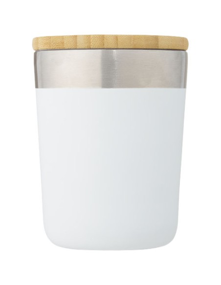 Bicchiere termico in acciaio inossidabile con isolamento sottovuoto in rame e coperchio in bambù da 330 ml Lagan