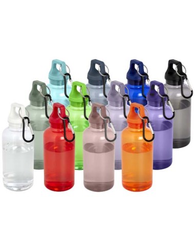 Borraccia in plastica riciclata certificata RCS da 400 ml con moschettone Oregon