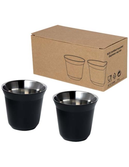 Set di tazze per caffè espresso in acciaio inossidabile certificato RCS da 80 ml Duo 