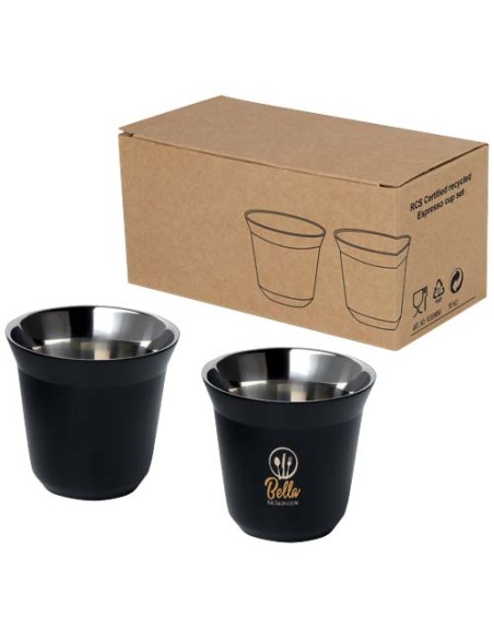  Set di tazze per caffè espresso in acciaio inossidabile certificato RCS da 80 ml Duo 