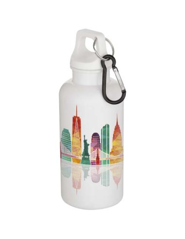 Borraccia in plastica riciclata RCS in tinta unita da 400 ml con moschettone Oregon 