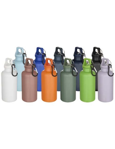 Borraccia in plastica riciclata RCS in tinta unita da 400 ml con moschettone Oregon 