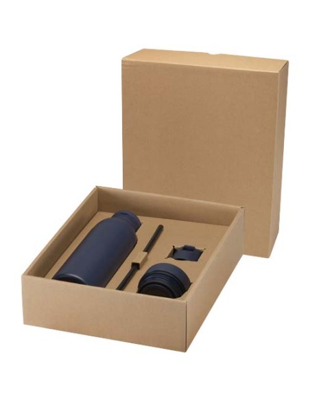 Borraccia in acciaio inossidabile riciclato certificato RCS a doppia parete da 650 ml con set di coperchi da 3 pezzi Illumina