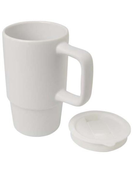 Tazza in ceramica da 450 ml con coperchio in plastica Carter