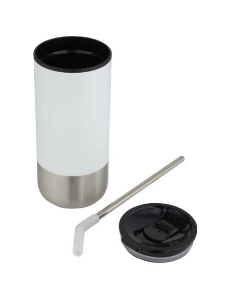 Bicchiere termico in materiale certificato RCS con cannuccia Grayson da 480 ml