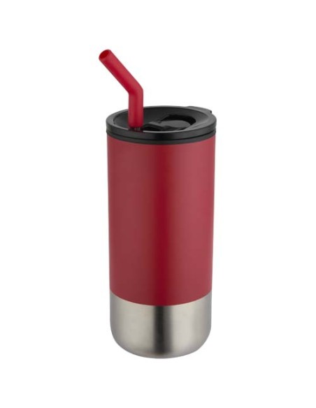 Bicchiere termico in materiale certificato RCS con cannuccia Grayson da 480 ml