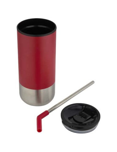 Bicchiere termico in materiale certificato RCS con cannuccia Grayson da 480 ml