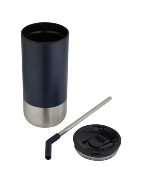 Bicchiere termico in materiale certificato RCS con cannuccia Grayson da 480 ml