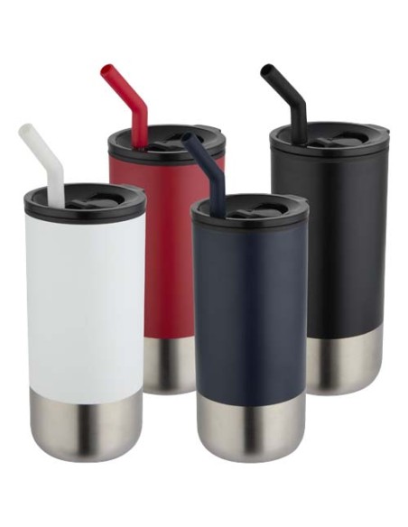 Bicchiere termico in materiale certificato RCS con cannuccia Grayson da 480 ml