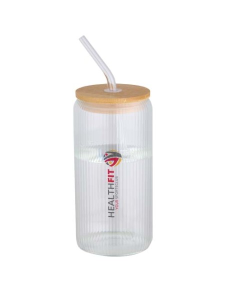 Contenitore a parete singola in vetro borosilicato con coperchio in bambù da 500 ml Mirage