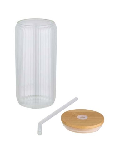 Contenitore a parete singola in vetro borosilicato con coperchio in bambù da 500 ml Mirage