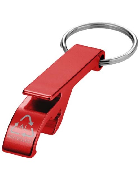 Portachiavi con apribottiglie e apriscatole in alluminio riciclato RCS Tao 