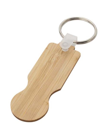 Portachiavi in bambù con gettone per carrello della spesa Ronan
