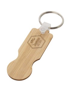 Portachiavi in bambù con gettone per carrello della spesa Ronan