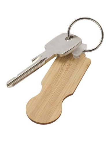 Portachiavi in bambù con gettone per carrello della spesa Ronan