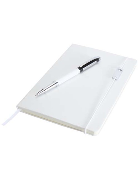 Set con blocco note formato A5 con copertina rigida e penna roller Legato Elegance