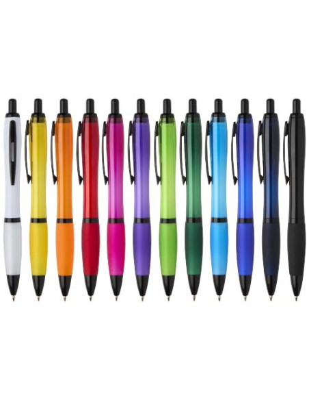 Penna a sfera in plastica riciclata con finiture nere (inchiostro nero) Nash