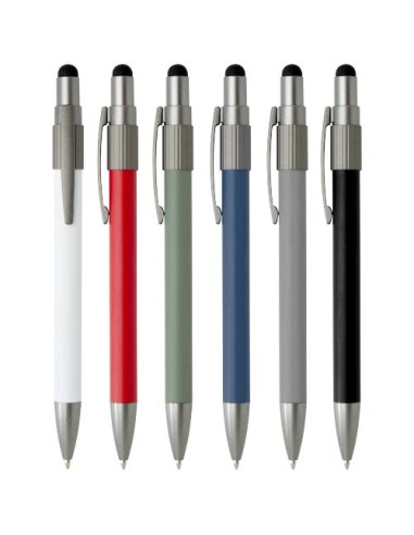 Penna a sfera in materiale riciclato certificato RCS con stilo e rotella antistress (inchiostro nero) Rill