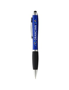Penna a sfera colorata con stylus e impugnatura nera Nash (inchiostro blu)