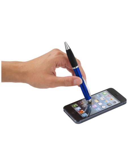 Penna a sfera colorata con stylus e impugnatura nera Nash (inchiostro blu)