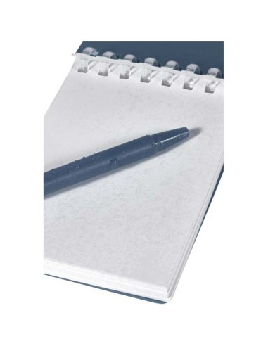 Set blocco note con copertina morbida in materiale riciclato e penna a sfera (inchiostro blu) per attività all'aperto Lig Mini