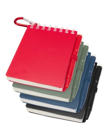 Set blocco note con copertina morbida in materiale riciclato e penna a sfera (inchiostro blu) per attività all'aperto Lig Mini