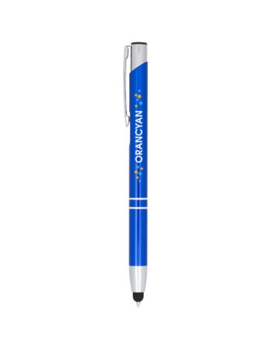 Penna a sfera metallica con stylus Moneta (inchiostro blu)
