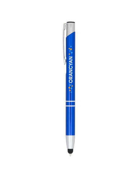 Penna a sfera metallica con stylus Moneta (inchiostro blu)