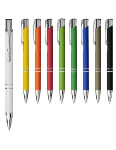 Penna a sfera a scatto Moneta soft touch (inchiostro nero)