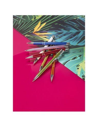 Penna a sfera a scatto Moneta in alluminio anodizzato (inchiostro nero)