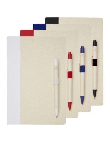 Set blocco note formato A5 e penna a sfera Dairy Dream realizzati con cartoni del latte riciclati
