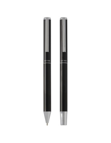 Set regalo con penna a sfera e penna roller in alluminio riciclato Lucetto (inchiostro nero)
