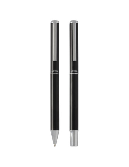 Set regalo con penna a sfera e penna roller in alluminio riciclato Lucetto (inchiostro nero)