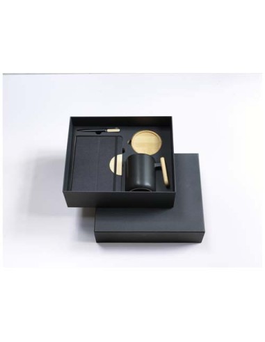 Set regalo con blocco note formato A5 con copertina rigida e penna a sfera Laura (inchiostro nero)